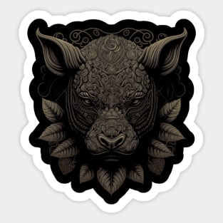 rhinoceros decorated with Javanese ornaments Sticker